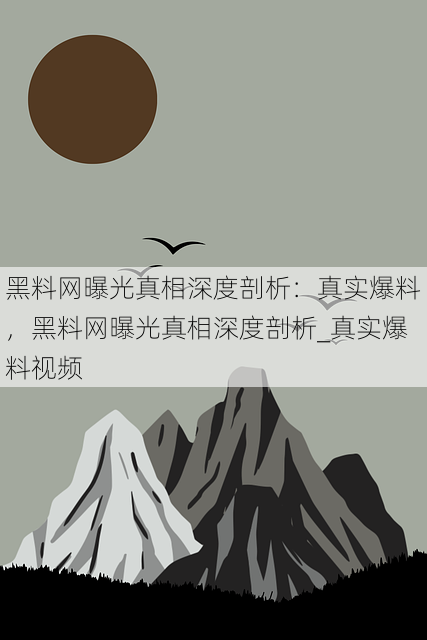 黑料网曝光真相深度剖析:真实爆料,黑料网曝光真相深度剖析_真实爆料视频