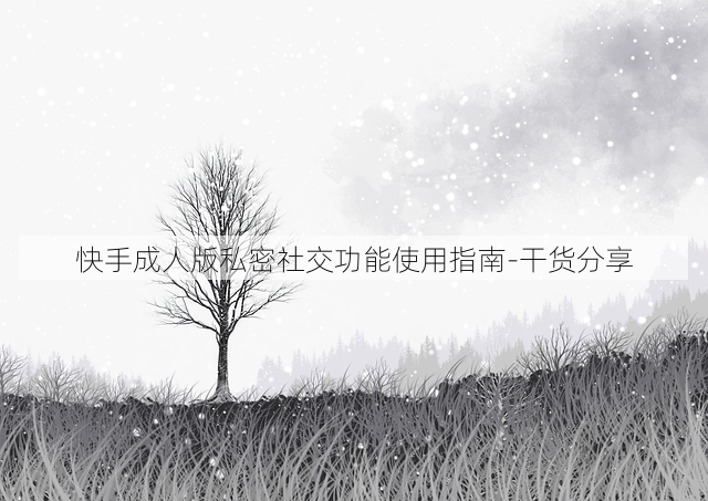 快手成人版私密社交功能使用指南-干货分享